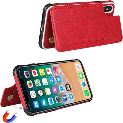 for iPhone Xs Max Case, Wallet Card Holder Case [4 Card Slots] [with Lanyard] PU Leather Flip Shockproof Cover