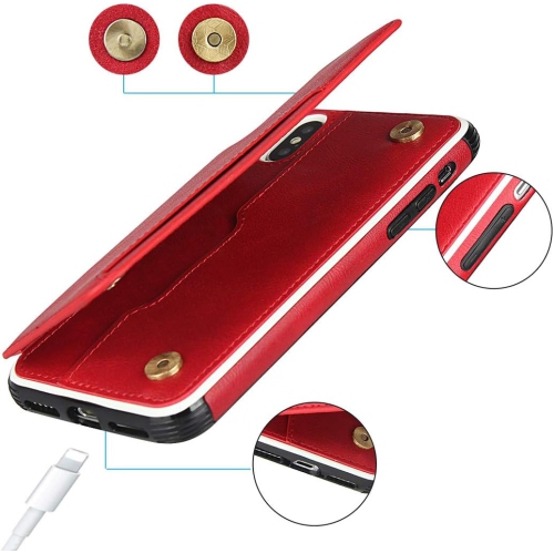 for iPhone Xs Max Case, Wallet Card Holder Case [4 Card Slots] [with Lanyard] PU Leather Flip Shockproof Cover