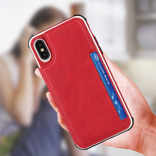 for iPhone Xs Max Case, Wallet Card Holder Case [4 Card Slots] [with Lanyard] PU Leather Flip Shockproof Cover