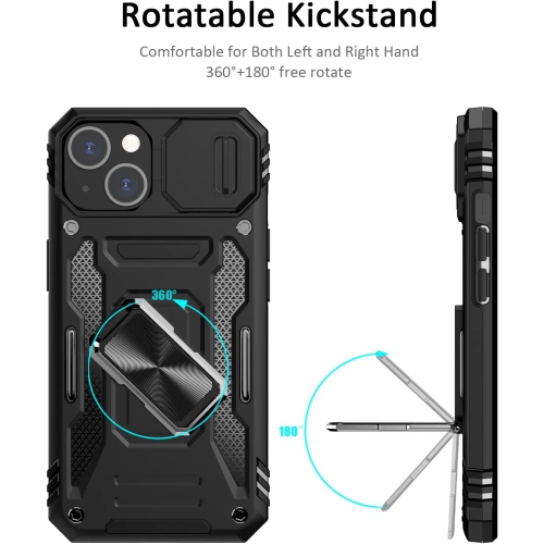 Pour étui iPhone 15 plus avec couvercle coulissant pour appareil photo résistant aux chutes de qualité militaire
