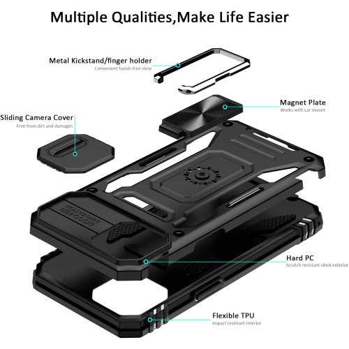 Pour étui iPhone 15 plus avec couvercle coulissant pour appareil photo résistant aux chutes de qualité militaire