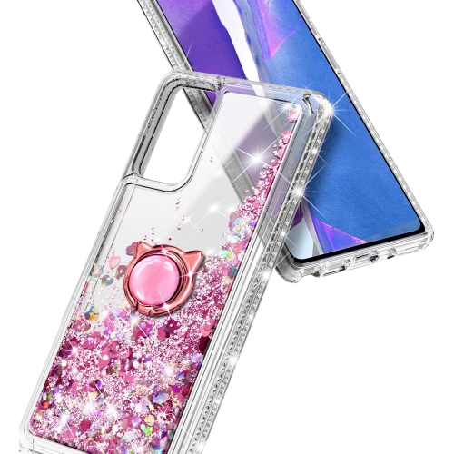 Étui pour Galaxy A03S de Samsung avec protecteur d'écran en verre trempé, anneau/dragonne