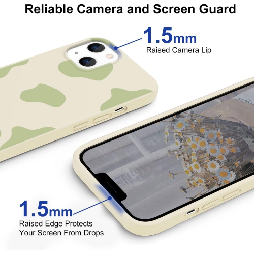 Cute Green Cow Case for iPhone 12 Pro Max, Silicone Protective Shockproof Case for Girls Women Green Cow Print