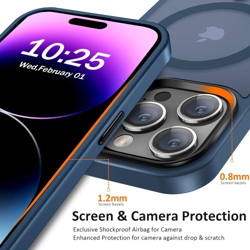 iPhone 14 Pro case, iPhone 14 Pro Magnetic Case Translucent Matte Slim Shockproof Protective Cover case