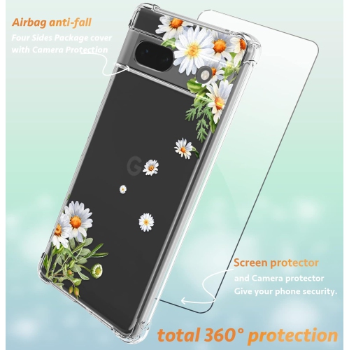 Pour un étui pour Pixel 8 de Google avec protecteur d'écran, une protection d'objectif pour appareils photo, un téléphone souple antichoc à motif