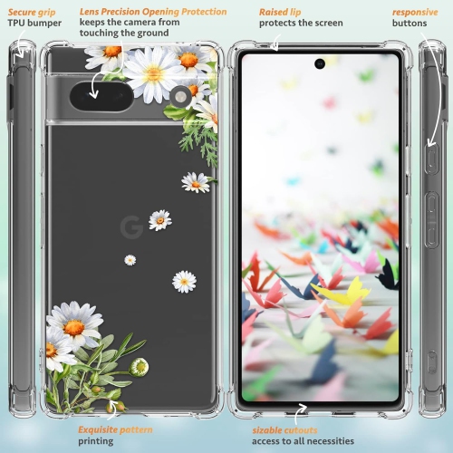 Pour un étui pour Pixel 8 de Google avec protecteur d'écran, une protection d'objectif pour appareils photo, un téléphone souple antichoc à motif