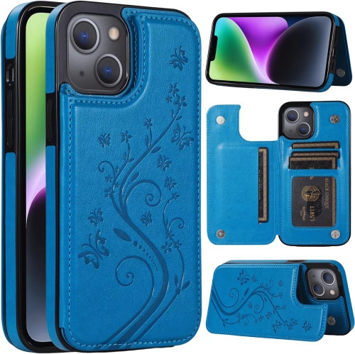 UNKNOWN  for Iphone 14 Case Wallet With Card Holder Embossed Butterfly Phone Case With Kickstand And Magnetic Closure Tpu