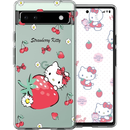 UNKNOWN  Cute Cat Case Compatible With Google Pixel 6A 5G for Women Girls Kids, Clear With Strawberry Cat Kawaii Pattern Design