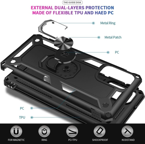Étui pour Galaxy S20/étui pour Samsung S20 5G, [qualité militaire] [anneau en métal] [support magnétique] Defender robuste