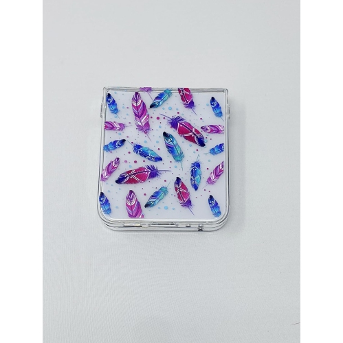 Samsung Galaxy Z Flip 5 Case, Fun Colorful Boho Feathers Design Tribal Style PC Protective Clear Case