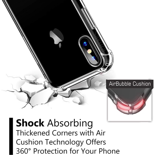 Pour les étuis iPhone X/iPhone XS, étuis transparents Bumper pour Apple iPhone 10 10S Qi Slim silicone rigide transparent
