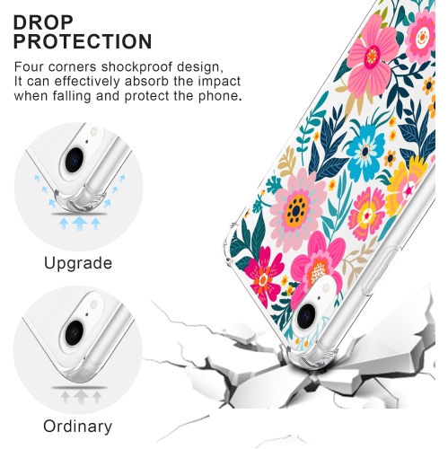 for iPhone XR Case Clear Cute Loopy Colorful Blooming Flower Floral Phone Case for Women Girls - 6.1 Inch