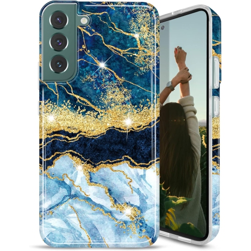 UNKNOWN  Galaxy S22 Case Sparkle Glitter Marble Slim Shockproof Tpu Soft Rubber Silicone Cover Phone Case In Gold
