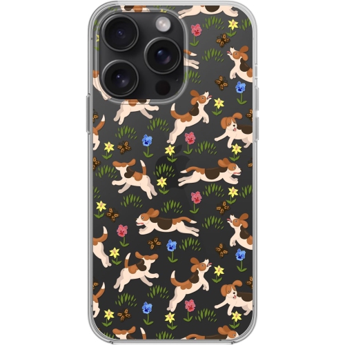 for iPhone 15 Pro Case, Cute Beagle Dog Style Funny Pet Pattern Cartoon Animal Design Transparent Soft TPU