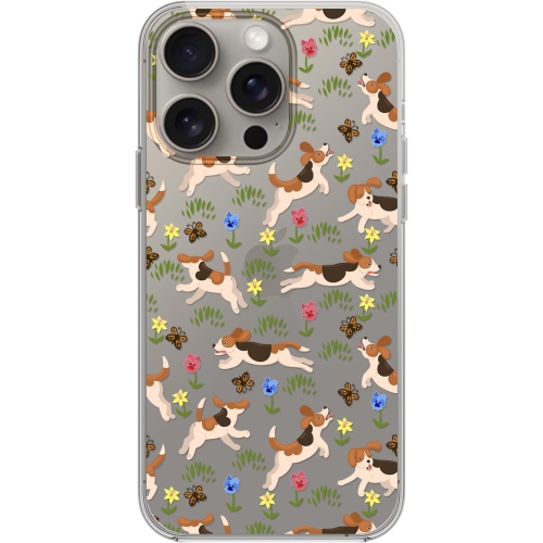 for iPhone 15 Pro Case, Cute Beagle Dog Style Funny Pet Pattern Cartoon Animal Design Transparent Soft TPU
