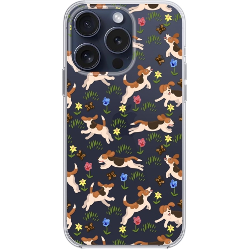 for iPhone 15 Pro Case, Cute Beagle Dog Style Funny Pet Pattern Cartoon Animal Design Transparent Soft TPU