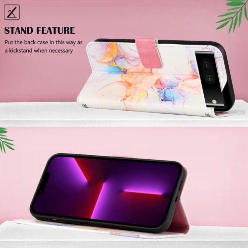 Compatible avec l'étui pour Pixel 7 de Google, l'étui pour femmes Pixel 7 de Google avec porte-carte en cuir de polyuréthane