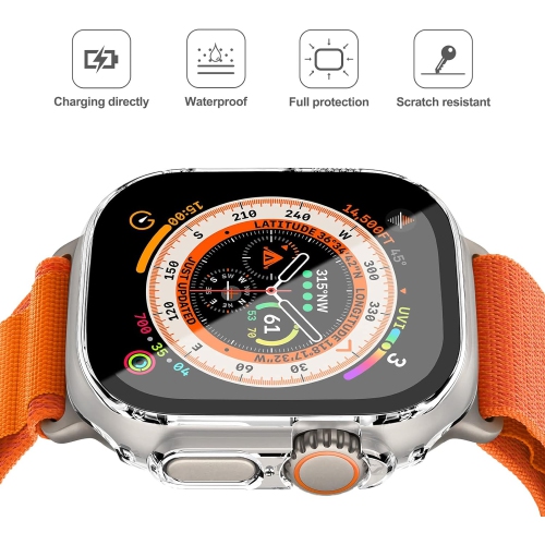 2 Pcs for Apple Watch Ultra Case 49mm Screen Protector,Hard PC Case+Tempered Glass,HD Ultra-Thin Overall Cover