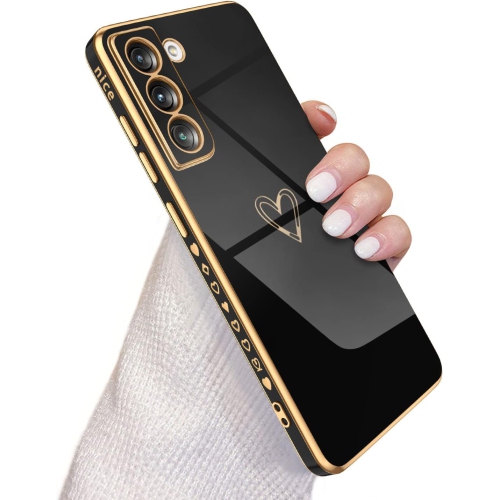 Compatible with Samsung S21 5G Case Luxury Plating Love Heart Phone Case with Side Small Pattern Ultra Slim