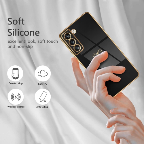 Compatible with Samsung S21 5G Case Luxury Plating Love Heart Phone Case with Side Small Pattern Ultra Slim