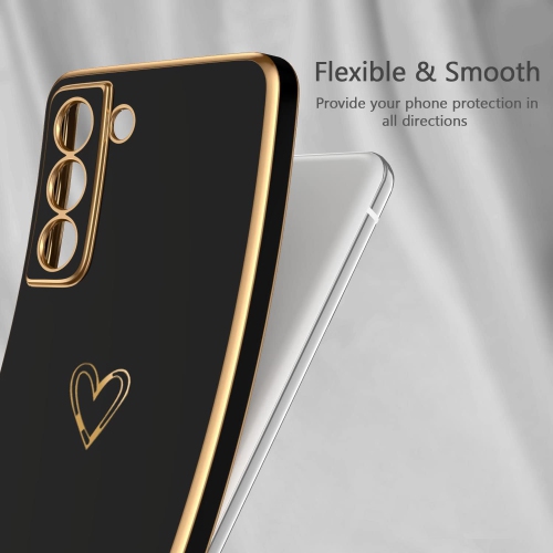 Compatible with Samsung S21 5G Case Luxury Plating Love Heart Phone Case with Side Small Pattern Ultra Slim