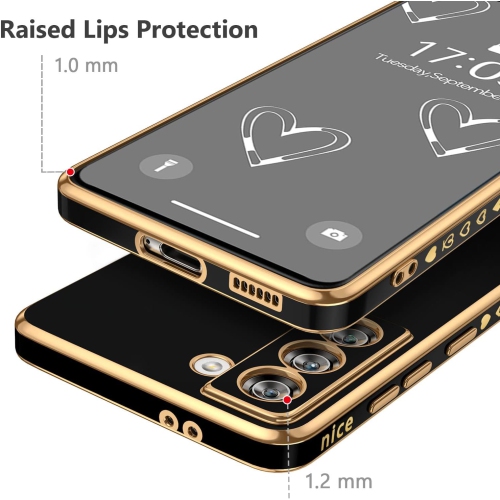 Compatible with Samsung S21 5G Case Luxury Plating Love Heart Phone Case with Side Small Pattern Ultra Slim