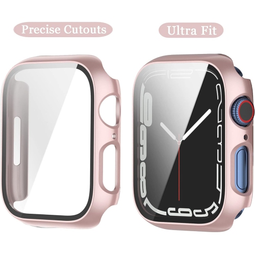 Apple Watch Series 8 7 Case 41mm Rose Gold,Anti-Fall Apple Series 8 7 Watch Case with Screen Protector