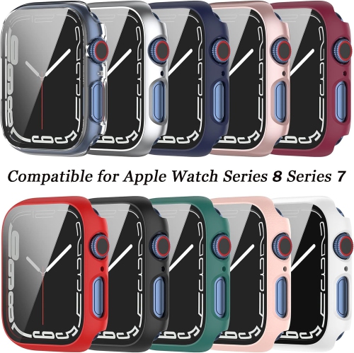 Apple Watch Series 8 7 Case 41mm Rose Gold,Anti-Fall Apple Series 8 7 Watch Case with Screen Protector