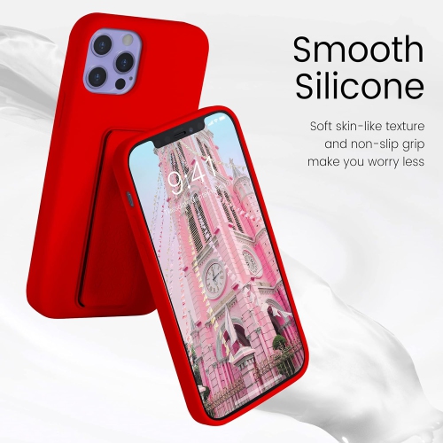 LAUDTEC Silicone iPhone 12/12 Pro(6.1 in) case with Stand/Kickstand,Vertical and Horizontal Stand Hand Strap Metal
