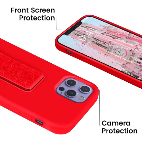 LAUDTEC Silicone iPhone 12/12 Pro(6.1 in) case with Stand/Kickstand,Vertical and Horizontal Stand Hand Strap Metal