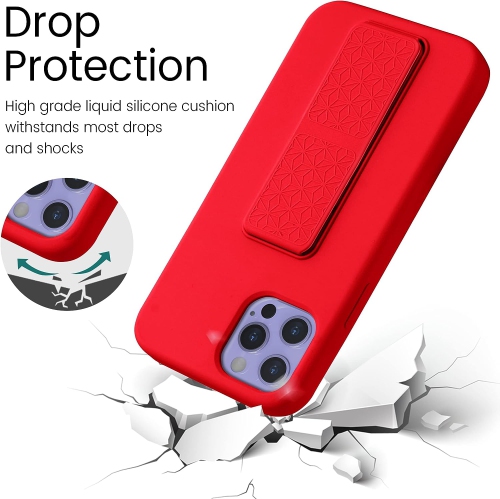 LAUDTEC Silicone iPhone 12/12 Pro(6.1 in) case with Stand/Kickstand,Vertical and Horizontal Stand Hand Strap Metal