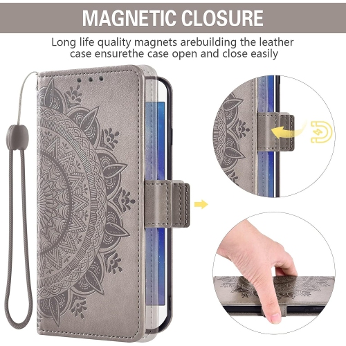 Compatible with Samsung Galaxy A6 Plus/J8 2018 Wallet Case and Tempered Glass Screen Protector Credit Card