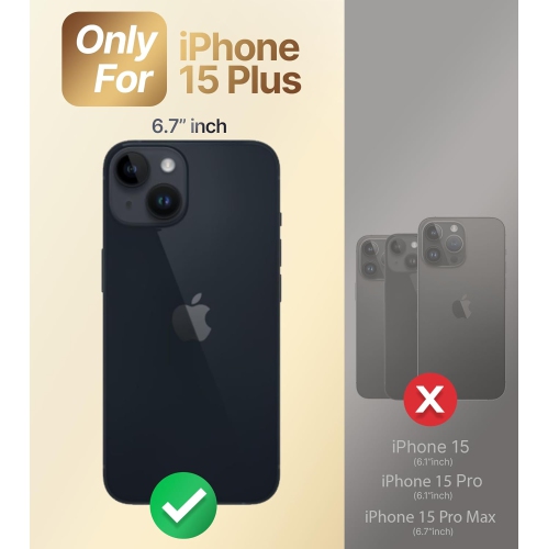 Designed for iPhone 15 Plus Case, Ring Holder Stand Luxury Bling Electroplated Phone Case with Strap, Cute