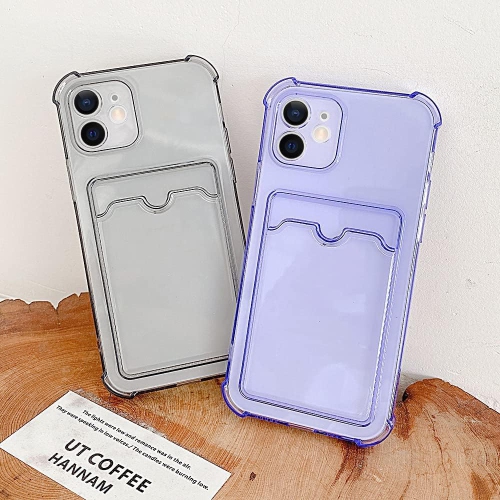 Case for iPhone 11 6.1 inch, Transparent Back Card Holder Phone Case, Slim Fit Thin Protective Soft TPU
