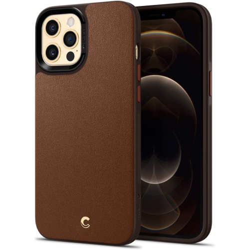 Image 1 of 5.. Spigen Leather Brick for iPhone 12 Pro Max Case Cover - Saddle Brown