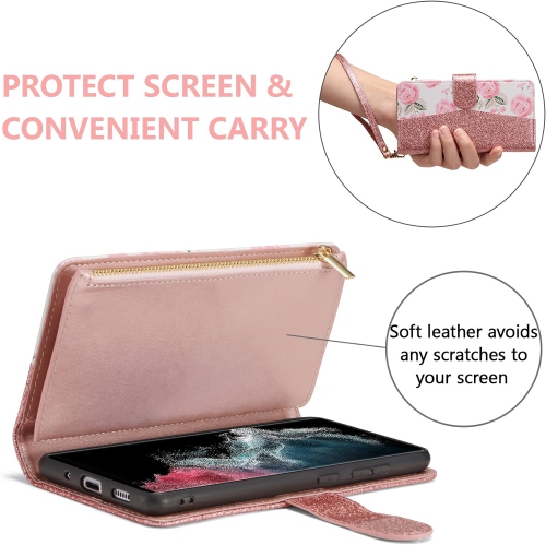 Étui portefeuille pour Samsung Galaxy S23 Ultra 5G, sac à main avec fermeture magnétique en polyuréthane avec béquille pour étui à fermeture à