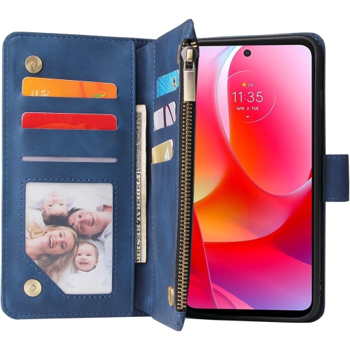 Compatible avec l'étui portefeuille Moto G Power 2022 5G/MotoG Pure 2021 de Motorola avec protecteur d'écran en verre trempé Flip