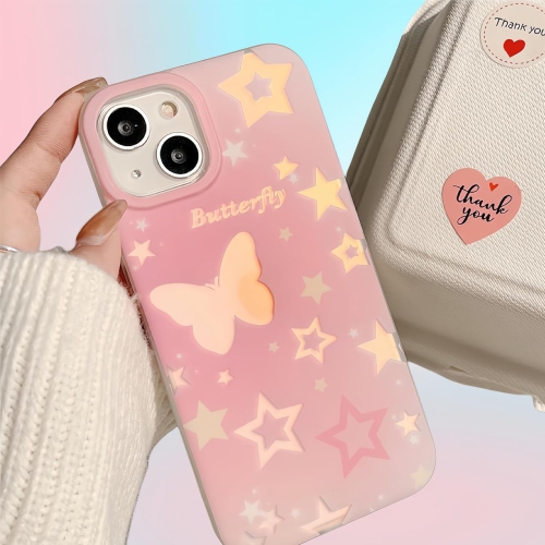 Aesthetic Phone Case for iPhone 14 Plus Cases with Butterfly Stars Design for Girly Girls Women Teens,Cute