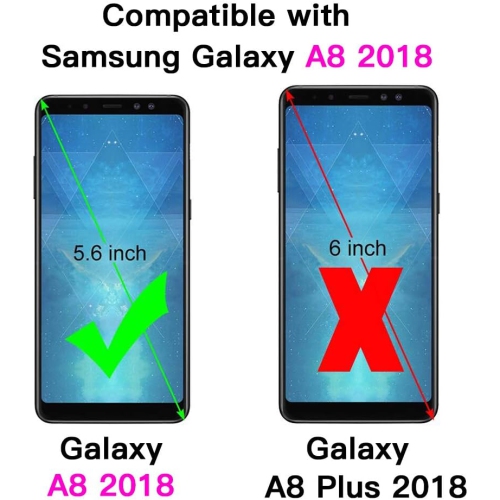 Étui pour téléphone Galaxy A8 2018 de Samsung avec protecteur d'écran en verre trempé et dragonne Mandala