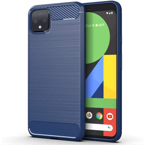 [Carbon Fiber] Case for Google Pixel 4, Durable [Shock Absorption] Slim TPU Matte Lightweight Bumper Cover (Navy