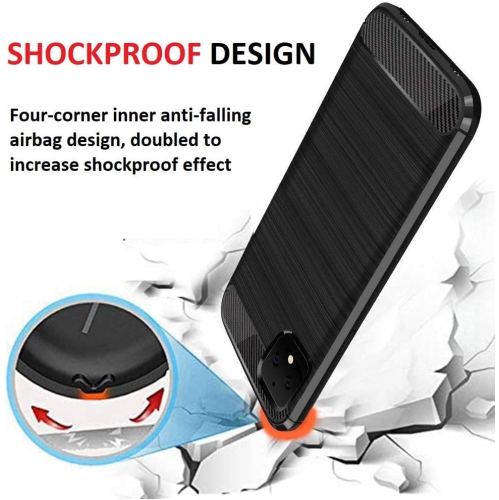 [Fibre de carbone] Étui pour Pixel 4 de Google, durable [absorption des chocs] Étui mince en TPUR mat léger (bleu marine