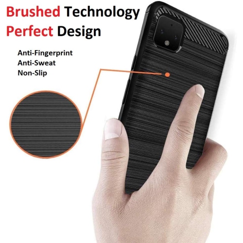 [Fibre de carbone] Étui pour Pixel 4 de Google, durable [absorption des chocs] Étui mince en TPUR mat léger (bleu marine