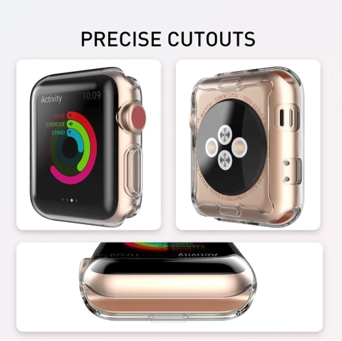 Compatible with Apple Watch Screen Protector 38mm, 3 Pack Full Coverage Apple Watch Case TPU HD Clear