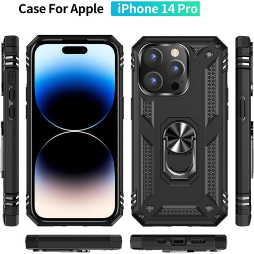 for iPhone 14 Pro Case, iPhone 14 Pro Phone Case with HD Screen Protector, [Military Grade 16ft. Drop Tested] Ring