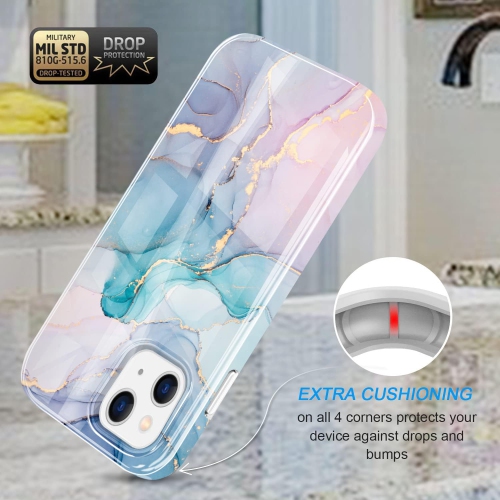 Gold Glitter Sparkle Case Compatible with iPhone 15 Plus Case Marble Design Shockproof Slim Soft Silicone Bumper