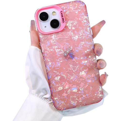 UNKNOWN  Compatible for Iphone 13/ Iphone 14 Case Cute Marble Pattern for Women Girls Shockproof Pearl Opal Phone Cover