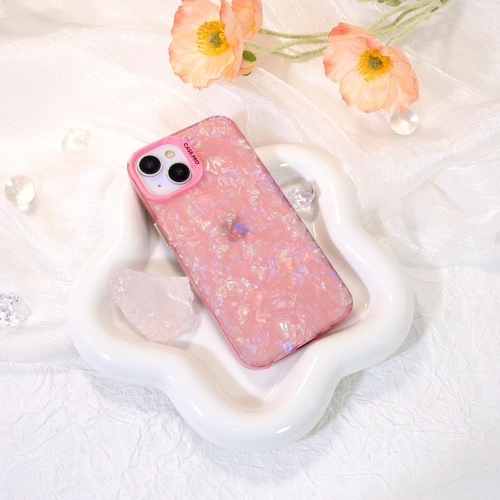 Compatible for iPhone 13/ iPhone 14 Case Cute Marble Pattern for Women Girls Shockproof Pearl Opal Phone Cover