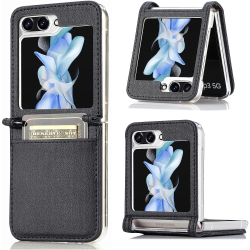 Cases for Galaxy Z Flip 5 Wallet Case, Business Style PU Leather Galaxy Z Flip 5 Case with Card Holder