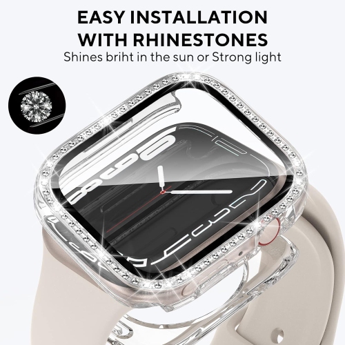 Compatible with Apple Watch Bling Case 40mm, 2 in 1 Waterproof Bumper Face & Bottom Cover Women Glitter Diamond