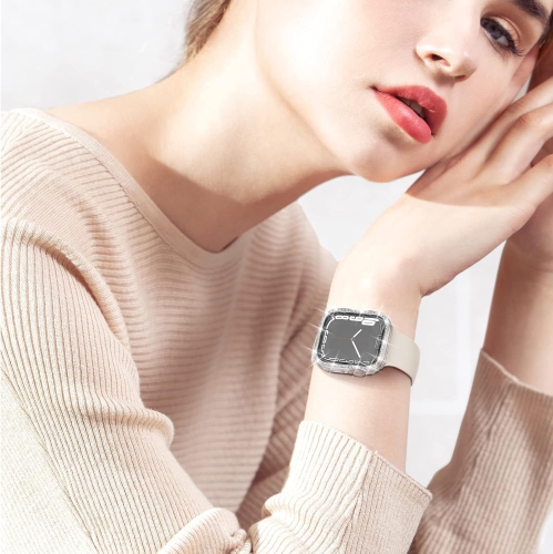 Compatible with Apple Watch Bling Case 40mm, 2 in 1 Waterproof Bumper Face & Bottom Cover Women Glitter Diamond